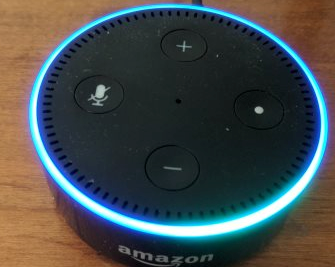 A blue light ring on the echo dot