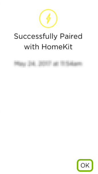 OK option highlighted on pairing confirmation screen of ecobee app.