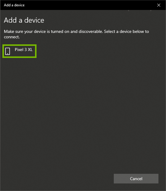 Bluetooth device highlighted