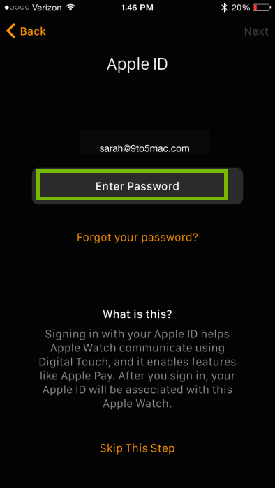 Signing into your apple id