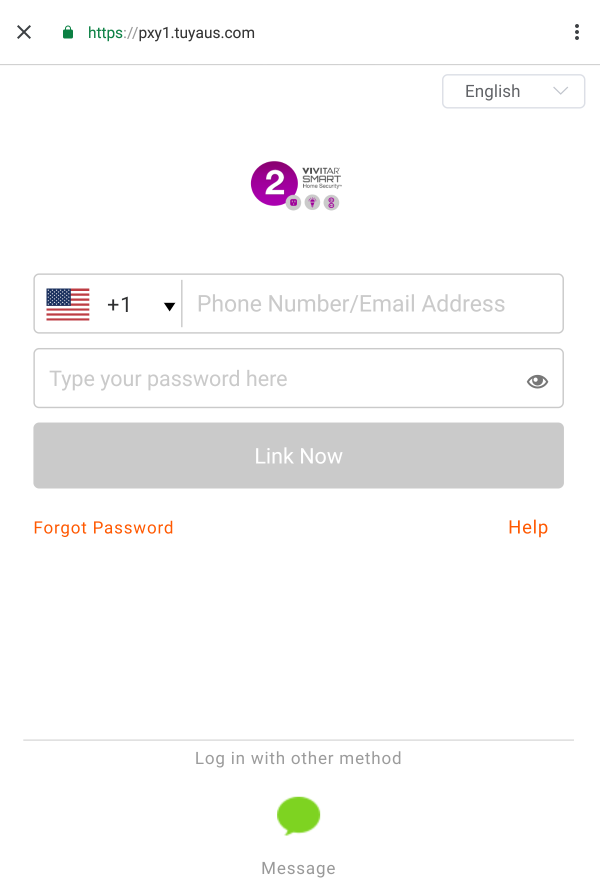 Vivitar login prompt in Google Home app.