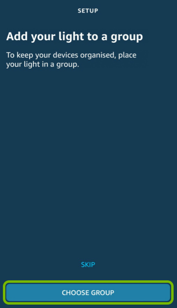Choose Group button highlighted in Alexa app.