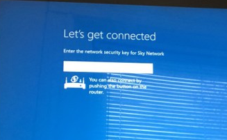Surface pro let's get connected page showing the network name field