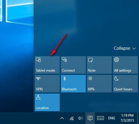 Windows 10 tablet mode icon