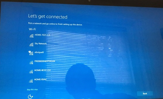 Surface pro let's get connected page with list of networks