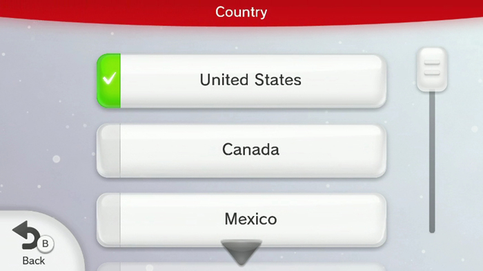 Wii u setup with country of residence
