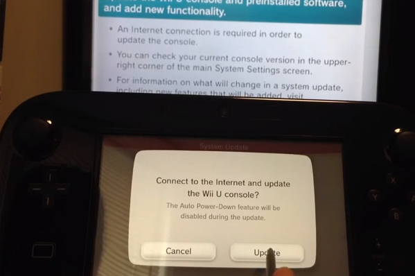 Wii u gamepad asking to update