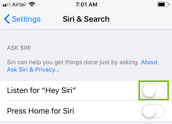 Enabling Hey Siri