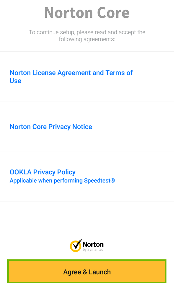 License Agreement, Terms of Use, Privacy Notice, and Privacy Policy link screen with Agree & Launch highlighted.