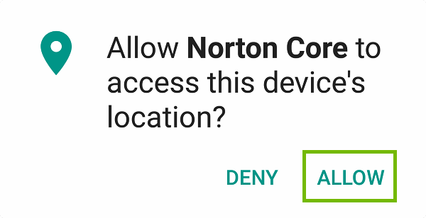 Location access request with Allow highlighted.