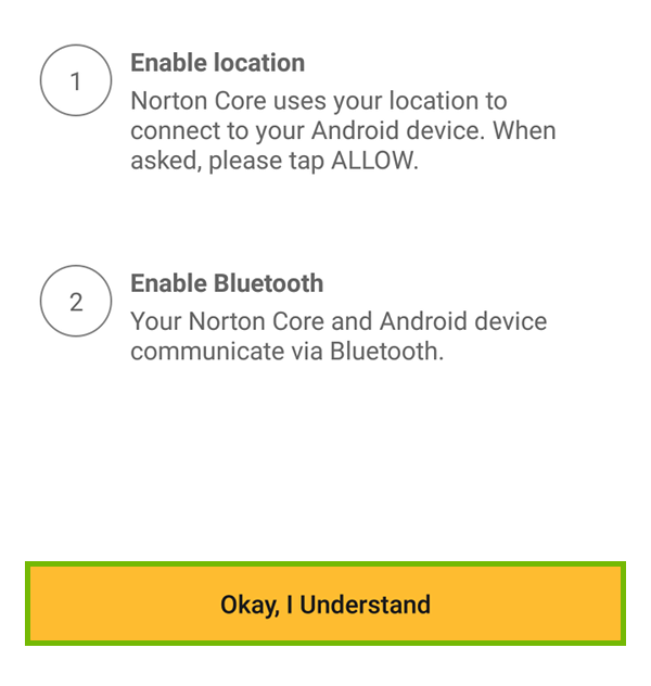 Location and Bluetooth notice with Okay, I Understand highlighted.
