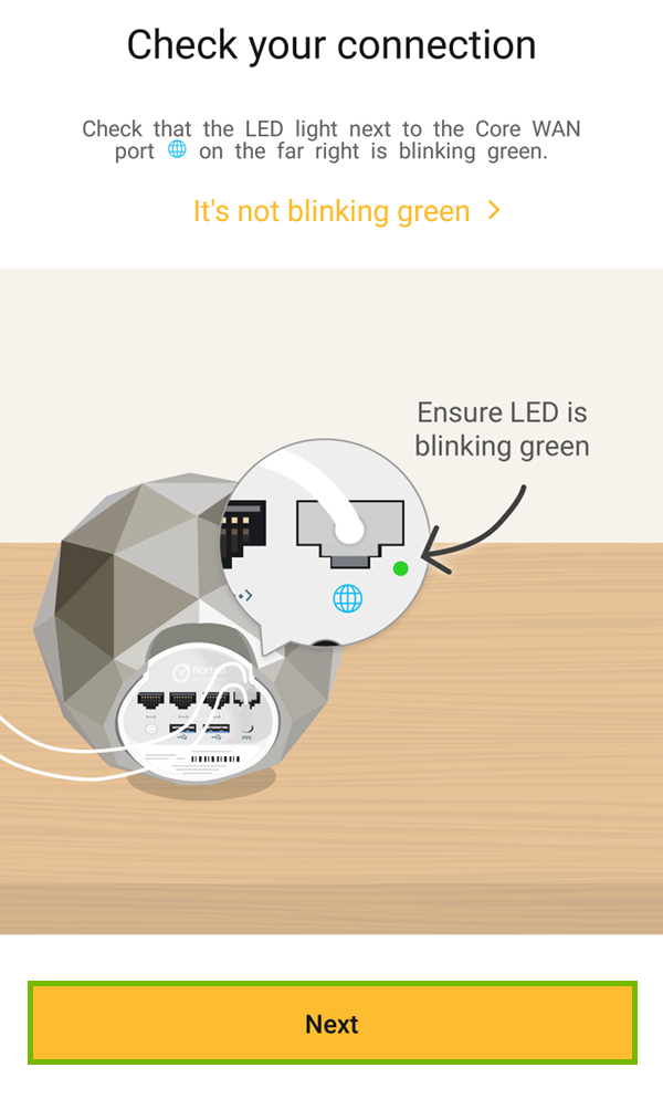Router online with Next highlighted.