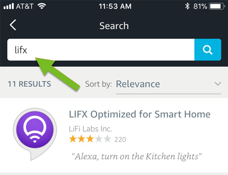 Lifx search and selection