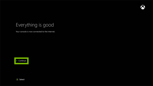 Xbox one everything is good screen.