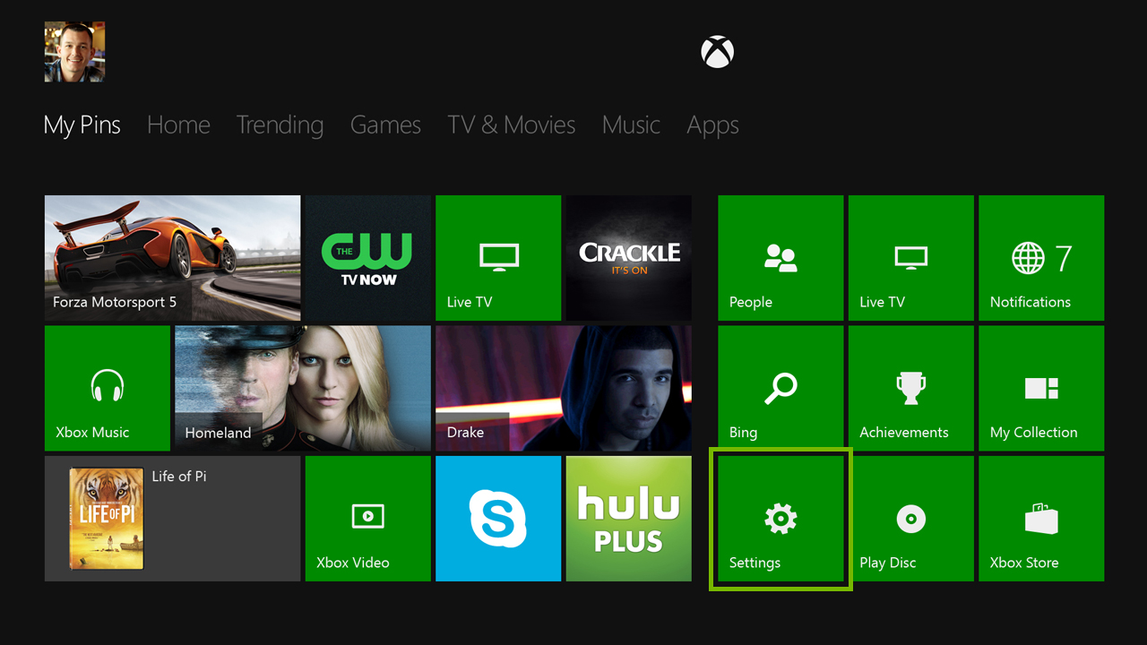 Xbox one Settings icon.