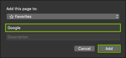 Naming bookmark highlighting the add button.