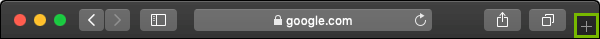 Safari address bar highlighting the new tab button.