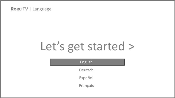 Language selection screen in Guided Setup