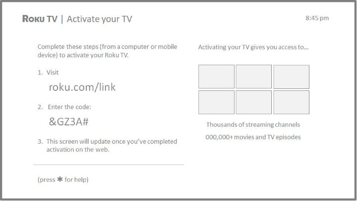 TV activation screen in Guided Setup