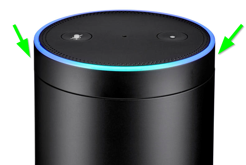 Amazon device with green arrows pointing to the volume ring dial