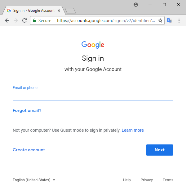Google Sign-in prompt.