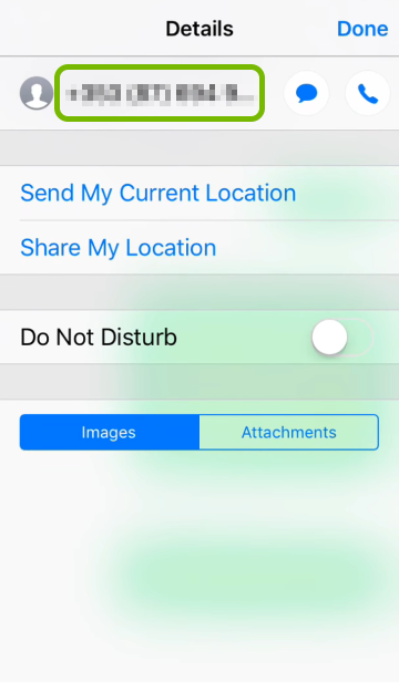 Obfuscated phone number highlighted in message details.