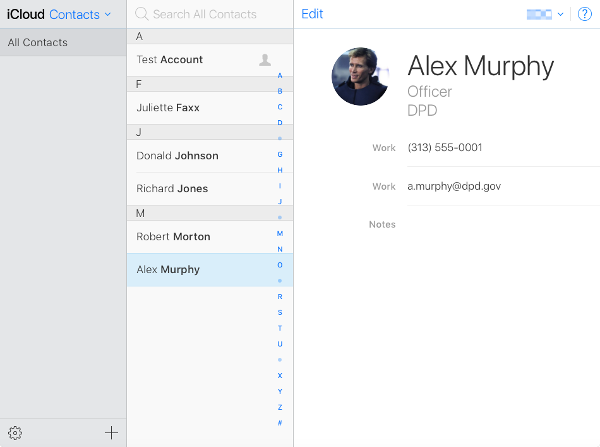 iCloud Contacts.