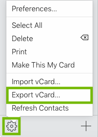 Export vCard.