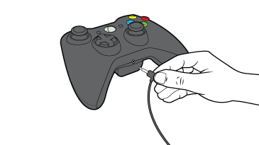 Xbox 360 controller showing the headset jack