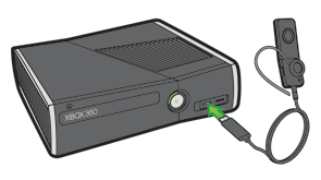 Xbox and headset showing the usb cable