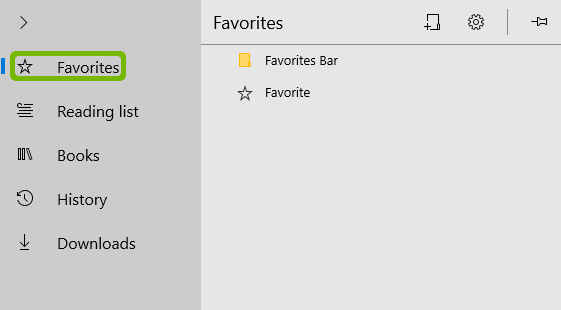 Hub with Favorites highlighted.