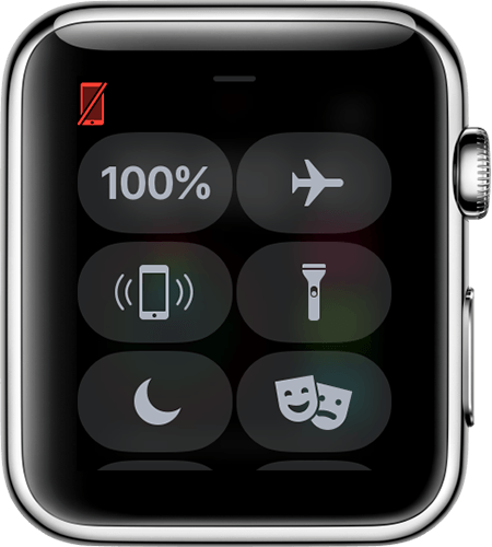 Apple watch face showing iphone icon as red