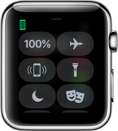 Apple watch face showing the iphone icon as green