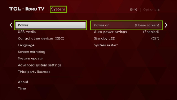 System Settings screen