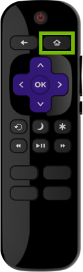 Remote with Home button highlighted.