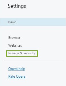 Privacy & Settings highlighted