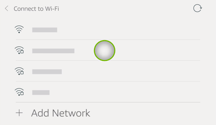 Wi-Fi network selection list on Echo Show