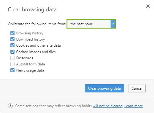 Time range highlighted