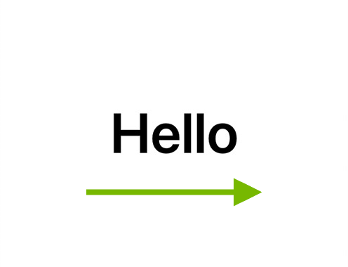 Arrow showing swipe direction on Hello screen of iOS device setup.