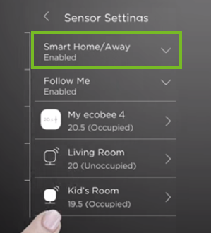 Smart home/away button