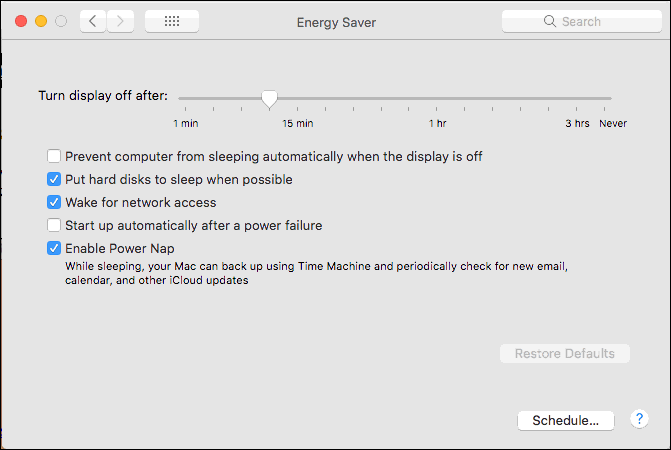 Energy Saver Preferences