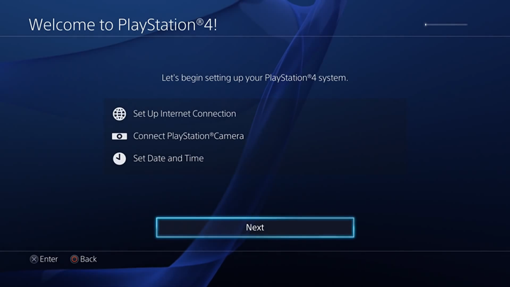 Screen with steps that will be taken during the setup.