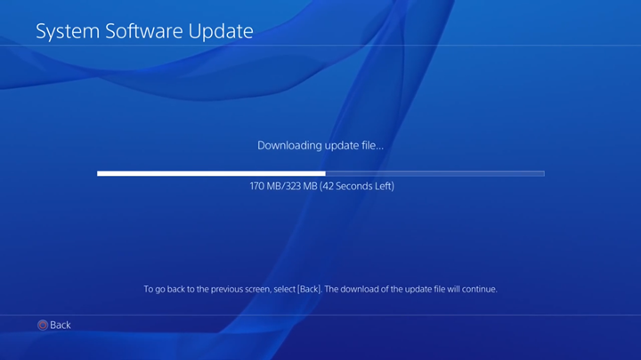 Download in progress on System Software Update screen.