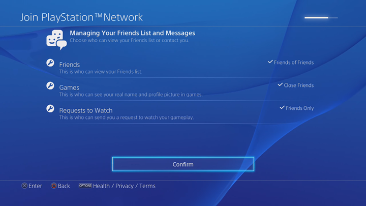 PlayStation Network friend management screen.