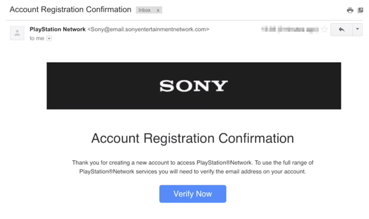Account Registration Confirmation email.