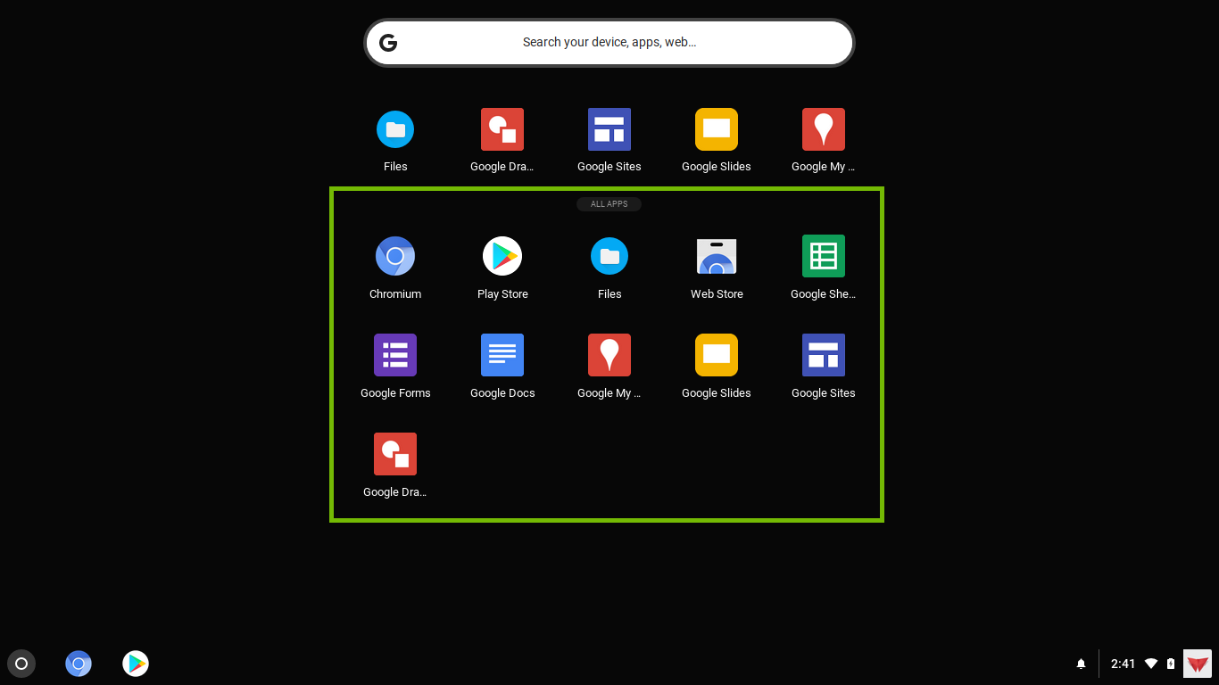 expanded apps drawer