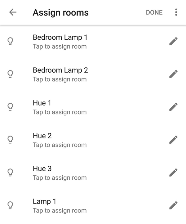List of available devices.