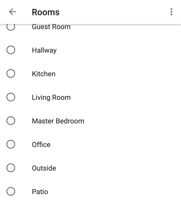 Assigning a device to a room.