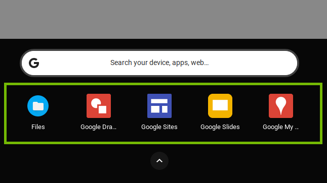 App bar with most used apps.