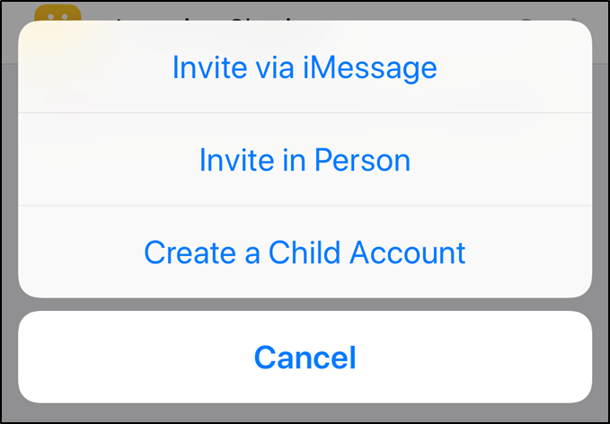 Add family member popup displaying available options.
